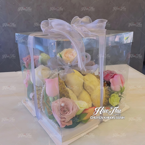 Hộp đựng bánh Mica Vuông trong suốt 11/13/16/22/26/28/30/32/34/36cm (5 hộp, cao 15-45cm, kèm đế) đựng bánh, quà tặng