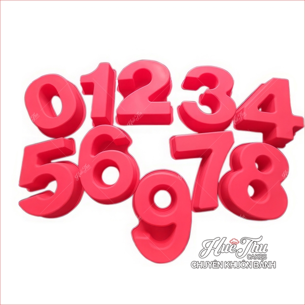 Khuôn silicon Số 0-9 12cm (bộ 9 số) làm bánh rau câu 3D 4D nhấn xôi, chè trôi nước, socola, nến hanmade
