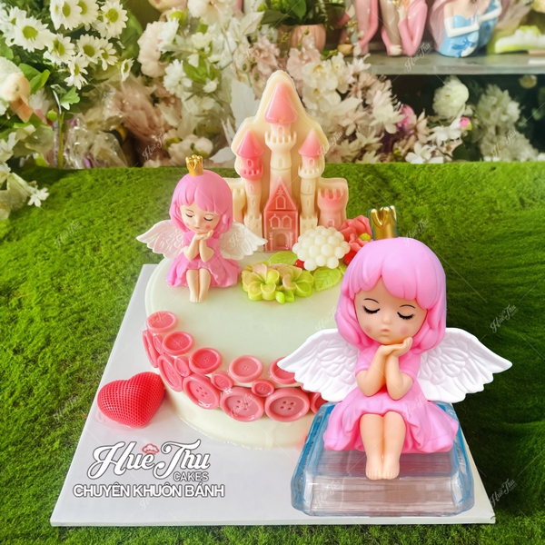 Búp bê Em Bé Thiên Thần Ngủ Hồng phụ kiện trang trí bánh sinh nhật, bánh rau câu, bánh kem
