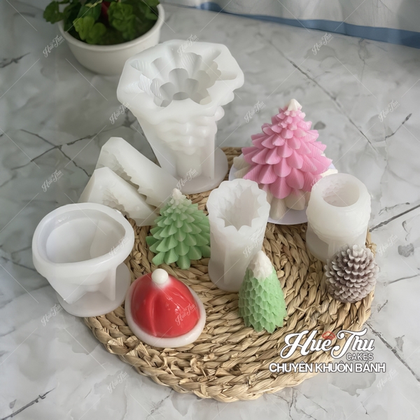 Khuôn silicon Cây Thông Noel (nhiều mẫu) A94 làm bánh rau câu 3D 4D nhấn xôi, fondant, socola, nến hanmade