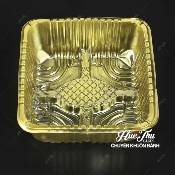 Khay nhựa vàng đựng bánh Trung Thu 7/11cm (10 cái) cho bánh 100 - 300g