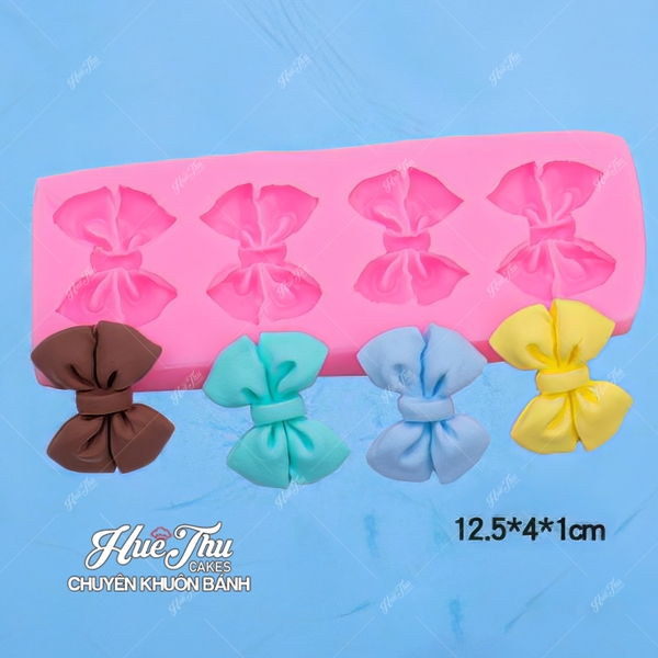 Khuôn silicon Cái Nơ A12 (vỉ 4 hình) làm bánh rau câu 3D 4D nhấn xôi, chè trôi nước, socola, nến hanmade