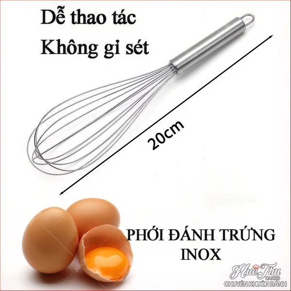 Cây đánh trứng inox, phới lồng đánh trứng cầm tay