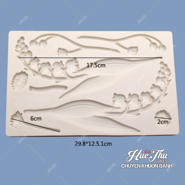 Khuôn silicon cành hoa Linh Lan 12x19cm làm bánh rau câu 3D 4D nhấn xôi, fondant, socola, nến hanmade