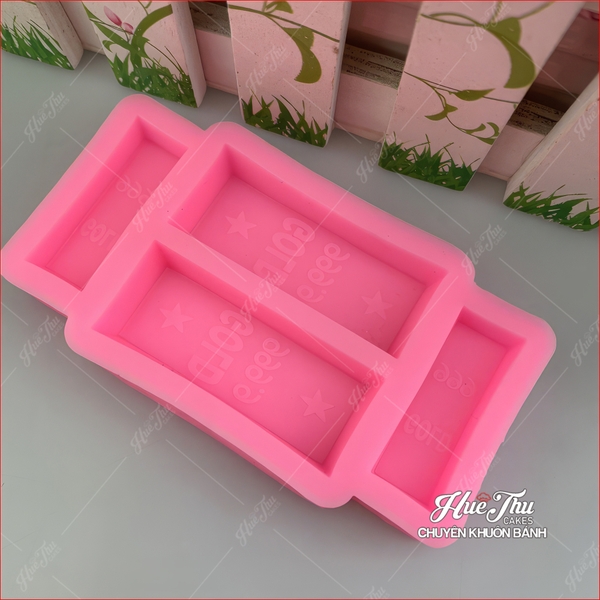 Khuôn silicon Thỏi Vàng Nhỏ (vỉ 4 thỏi) làm bánh rau câu 3D 4D nhấn xôi, fondant, socola, nến hanmade