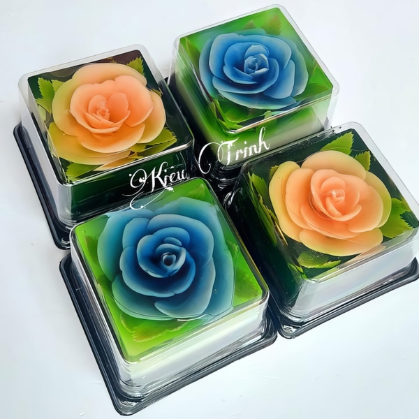 Hộp nhựa nắp trong XY80S 9x9cm (10 hộp) đế đen, đế vàng đựng bánh rau câu, trung thu