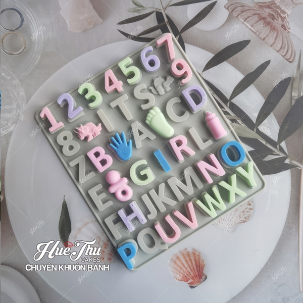 Khuôn silicon Bộ Chữ Số Bình Bú 3cm A10 làm bánh rau câu 3D 4D nhấn xôi, chè trôi nước, socola, nến hanmade