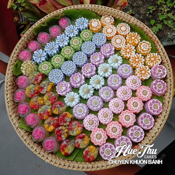 Khuôn silicon Nhiều Loại Hoa 5cm (10 cái) làm bánh rau câu, nhấn xôi, bánh da lợn