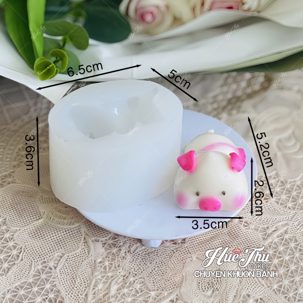 Khuôn silicon Con Heo 6.8cm A105 (bộ 4 khuôn) làm bánh rau câu 3D 4D nhấn xôi, fondant, socola, nến hanmade