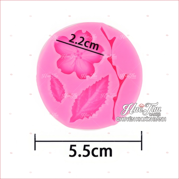 Khuôn silicon Hoa Lá Cành Đào (vỉ 4 chi tiết) làm bánh rau câu 3D 4D nhấn xôi, fondant, socola, nến hanmade