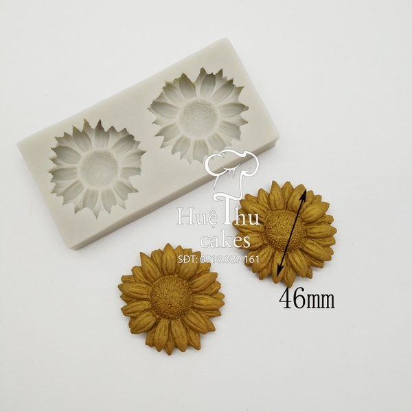 Khuôn silicon hoa Hướng Dương (2 bông - 4.6cm/bông) làm bánh rau câu 3D 4D nhấn xôi, fondant, socola, nến hanmade