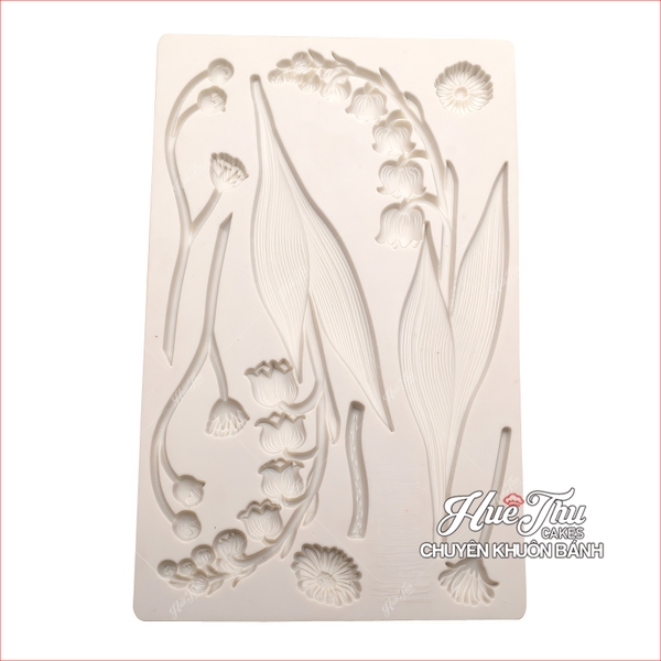 Khuôn silicon cành hoa Linh Lan 12x19cm làm bánh rau câu 3D 4D nhấn xôi, fondant, socola, nến hanmade