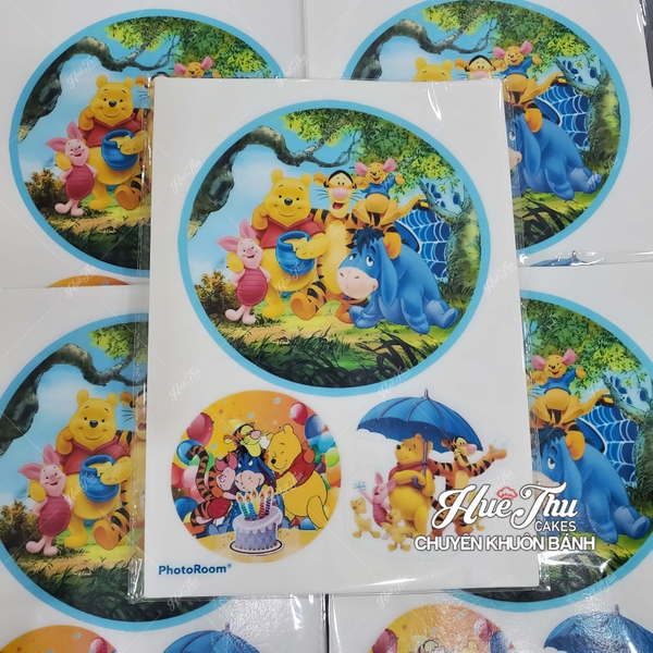 Giấy gạo hoạt hình (xấp 5 tờ in hình Doraemon, Hello Kitty...) ăn được trang trí bánh rau câu, bánh kem, bông lan