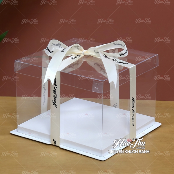 Hộp đựng bánh Mica Vuông trong suốt 11/13/16/22/26/28/30/32/34/36cm (5 hộp, cao 15-45cm, kèm đế) đựng bánh, quà tặng