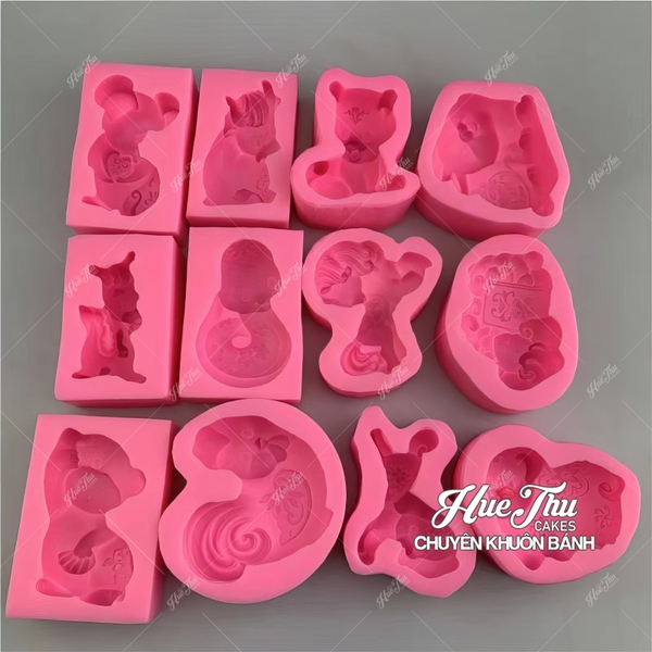 Khuôn silicon 12 Con Giáp làm bánh rau câu 3D 4D nhấn xôi, fondant, socola, nến hanmade