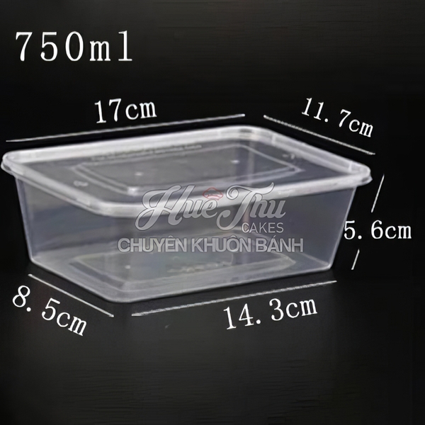 Hộp nhựa chữ nhật trong (10 cái) có nắp đựng thực phẩm, rau câu