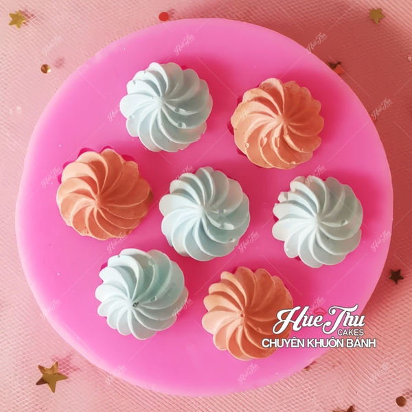 Khuôn silicon Vỏ Sò Xoắn (vỉ 7 hình) làm bánh rau câu 3D 4D nhấn xôi, fondant, socola, nến hanmade