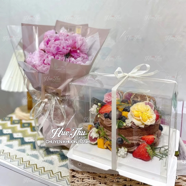 Hộp đựng bánh Mica Vuông trong suốt 11/13/16/22/26/28/30/32/34/36cm (5 hộp, cao 15-45cm, kèm đế) đựng bánh, quà tặng