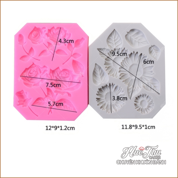 Khuôn silicon Hoa Hồng Nhỏ (4 bông) làm bánh rau câu 3D 4D nhấn xôi, fondant, socola, nến hanmade
