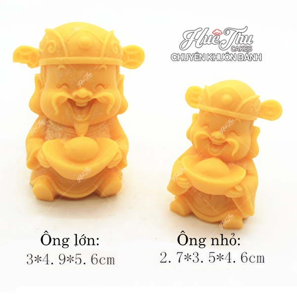 Khuôn silicon Ông Thần Tài ôm Thỏi Vàng làm bánh rau câu 3D 4D nhấn xôi, fondant, socola, nến hanmade