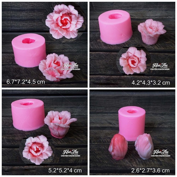 Khuôn silicon hoa Thái (4 bông) 4 - 8cm làm bánh rau câu 3D 4D nhấn xôi, fondant, socola, nến hanmade