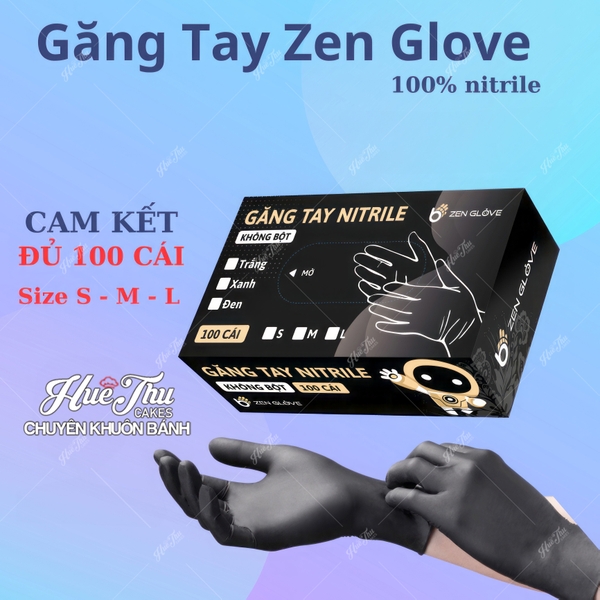 Găng Tay Màu Đen Zen Glove Hộp 100 Cái - Găng tay đen dùng trong thực phẩm, thẩm mỹ, công nghiệp