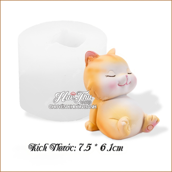 Khuôn silicon Con Mèo Dễ Thương làm bánh rau câu 3D 4D nhấn xôi, fondant, socola, nến hanmade