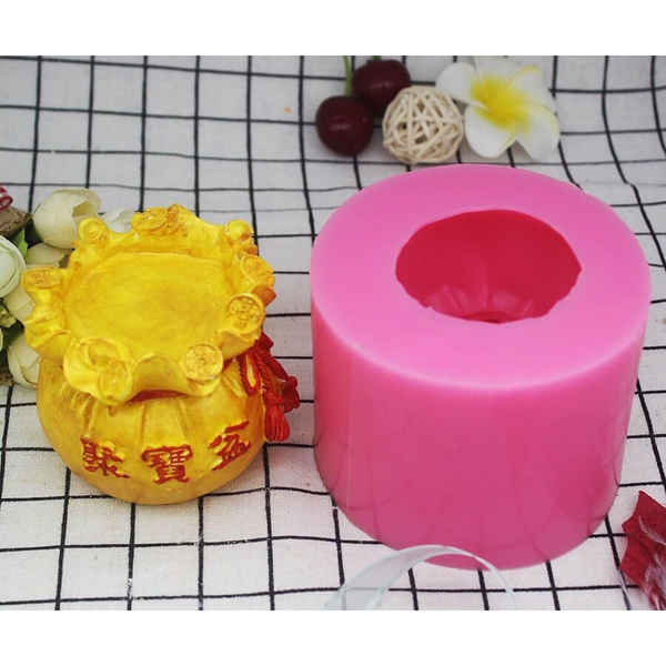 Khuôn silicon Hũ Vàng nhỏ (có thỏi vàng) làm bánh rau câu 3D 4D nhấn xôi, fondant, socola, nến hanmade