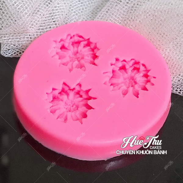 Khuôn silicon hoa Cúc trung (vỉ nhiều bông) làm bánh rau câu 3D 4D nhấn xôi, fondant, socola, nến hanmade