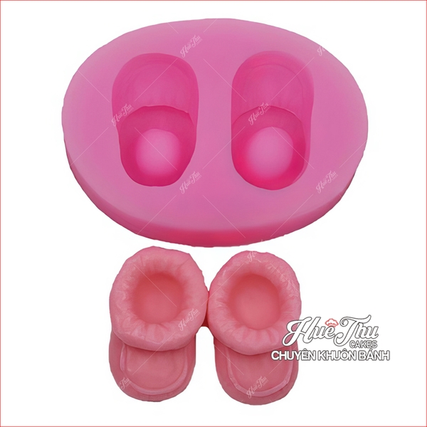 Khuôn silicon Đôi Giày bé gái, bé trai làm bánh rau câu 3D 4D nhấn xôi, fondant, socola, nến hanmade
