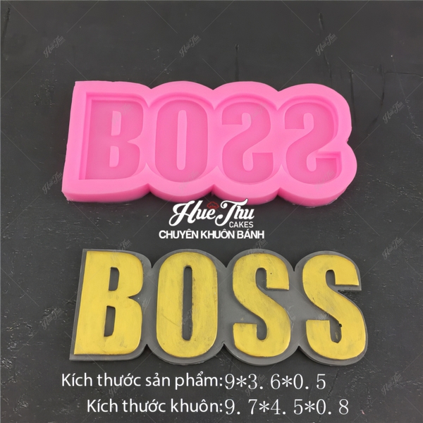 Khuôn silicon Chữ BOSS 9.7cm (bánh tặng sếp) làm bánh rau câu 3D 4D nhấn xôi, fondant, socola, nến hanmade