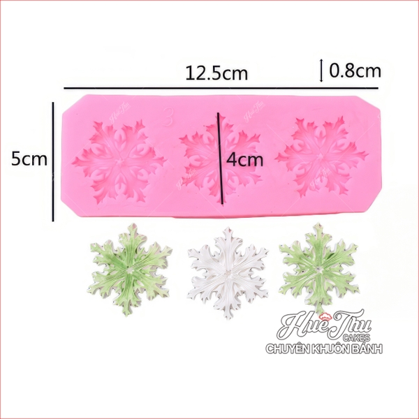 Khuôn silicon Bông Tuyết làm bánh rau câu 3D 4D nhấn xôi, fondant, socola, nến hanmade
