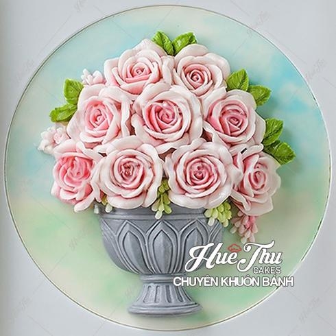 Khuôn silicon Bình Hoa làm bánh rau câu 3D 4D nhấn xôi, fondant, socola, nến hanmade
