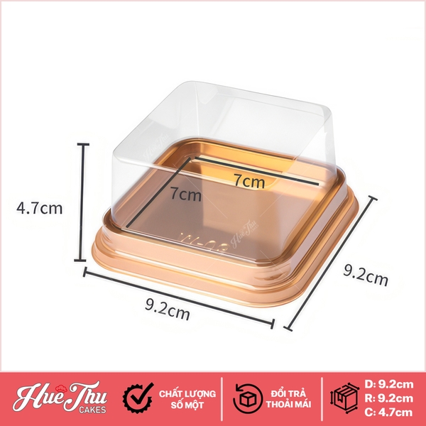 Hộp nhựa nắp trong XY80S 9x9cm (10 hộp) đế đen, đế vàng đựng bánh rau câu, trung thu