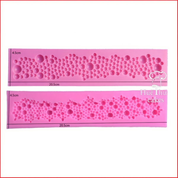 Khuôn silicon Ngọc Trai Chấm Bi (set 2 khuôn) ốp viền cho bánh rau câu 3D 4D