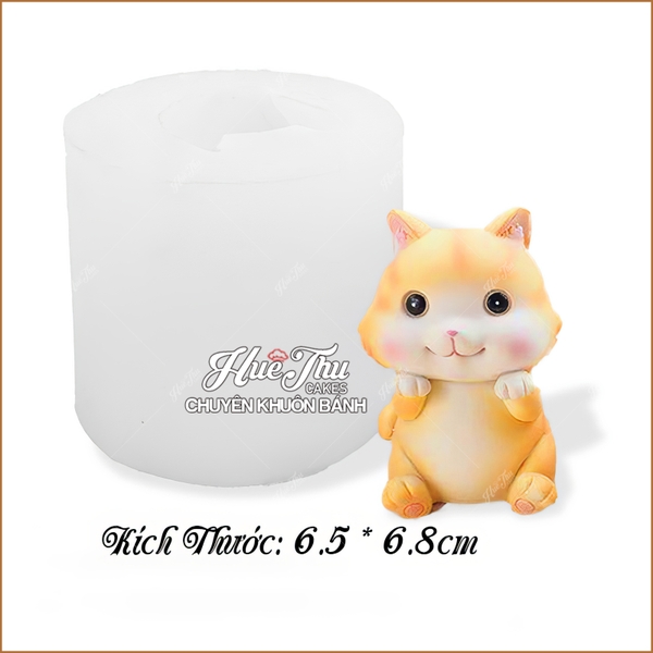 Khuôn silicon Con Mèo Dễ Thương làm bánh rau câu 3D 4D nhấn xôi, fondant, socola, nến hanmade