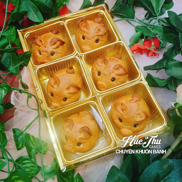 Khay nhựa vàng đựng bánh Trung Thu 7/11cm (10 cái) cho bánh 100 - 300g
