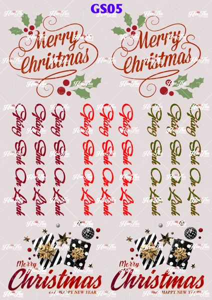 Tấm Decal Trong chủ đề Lễ Giáng Sinh - Noel, chữ dán tem dán lên bánh trang trí bánh rau câu tiện lợi (nhiều mẫu)