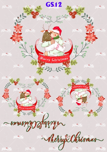 Tấm Decal Trong chủ đề Lễ Giáng Sinh - Noel, chữ dán tem dán lên bánh trang trí bánh rau câu tiện lợi (nhiều mẫu)