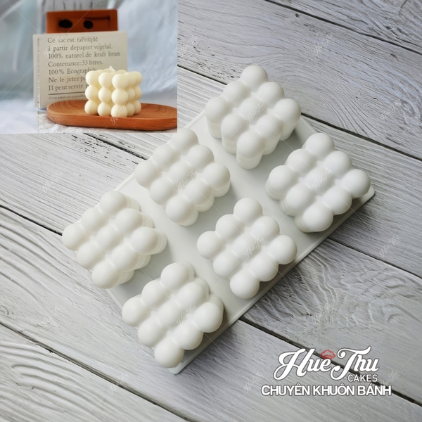 Khuôn silicon Khối Lập Phương Rubik (vỉ 6 hình) làm bánh rau câu 3D 4D nhấn xôi, fondant, socola, nến hanmade