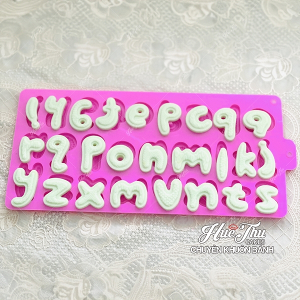 Khuôn silicon Bộ Chữ Hoa Văn A168 làm bánh rau câu 3D 4D nhấn xôi, fondant, socola, nến hanmade