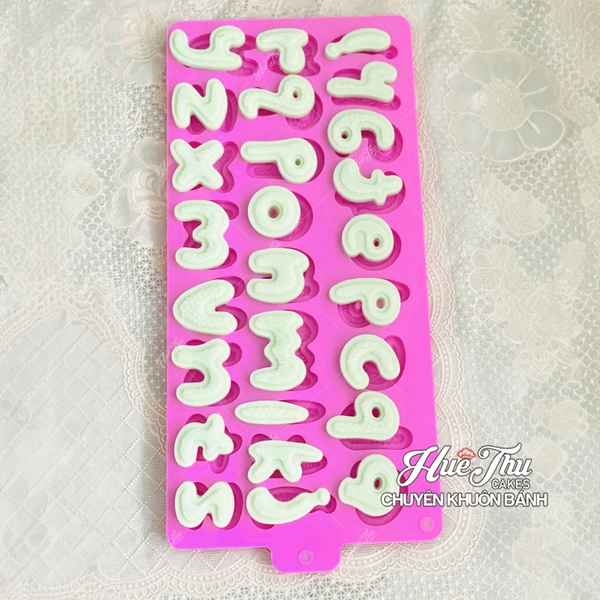 Khuôn silicon Bộ Chữ Hoa Văn A168 làm bánh rau câu 3D 4D nhấn xôi, fondant, socola, nến hanmade