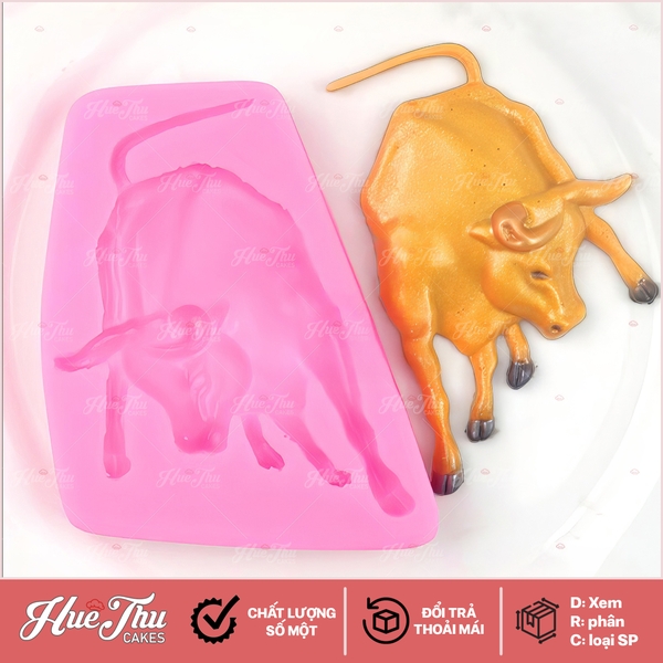 Khuôn silicon con Con Trâu làm bánh rau câu 3D 4D nhấn xôi, fondant, socola, nến hanmade