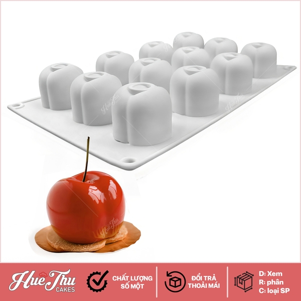 Khuôn silicon Quả Táo (vỉ 12 hình) làm bánh rau câu 3D 4D nhấn xôi, fondant, socola, nến hanmade