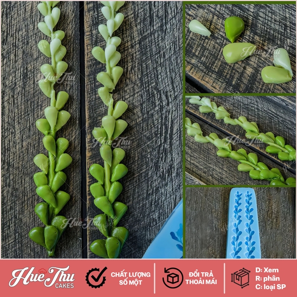 Khuôn silicon hoa Lá Tròn Dài B85 (vỉ 2 lá) làm bánh rau câu 3D 4D nhấn xôi, fondant, socola, nến hanmade