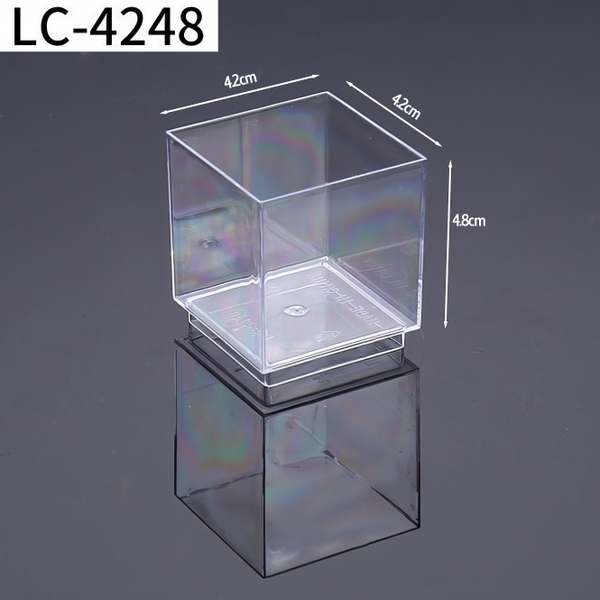 Ly nhựa Vuông HC3 (10 cái) - Hộp nhựa đựng bánh vuông đựng bánh rau câu, bông lan, pudding