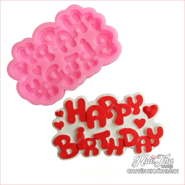 Khuôn silicon chữ Happy Birthday 7cm (nhiều mẫu) làm bánh rau câu 3D 4D nhấn xôi, fondant, socola, nến hanmade
