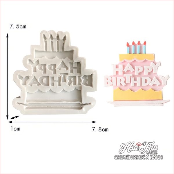 Khuôn silicon chữ Happy Birthday 7cm (nhiều mẫu) làm bánh rau câu 3D 4D nhấn xôi, fondant, socola, nến hanmade