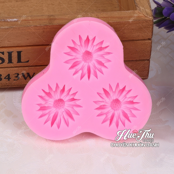 Khuôn silicon hoa Cúc trung (vỉ nhiều bông) làm bánh rau câu 3D 4D nhấn xôi, fondant, socola, nến hanmade