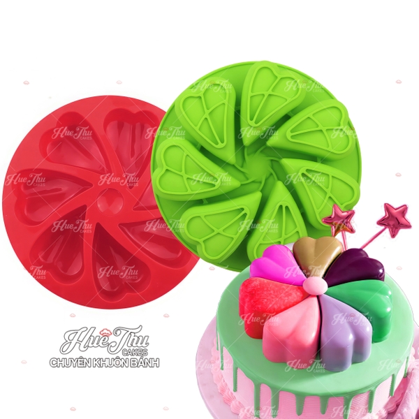 Khuôn silicon 7 Trái Tim Tình Yêu 19.8cm làm bánh rau câu 3D 4D nhấn xôi, fondant, socola, nến hanmade